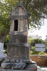 Historical tomb with lion, landmark of Kas, Antalya, Turkey