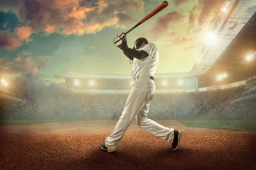 Baseball players in action on the stadium.