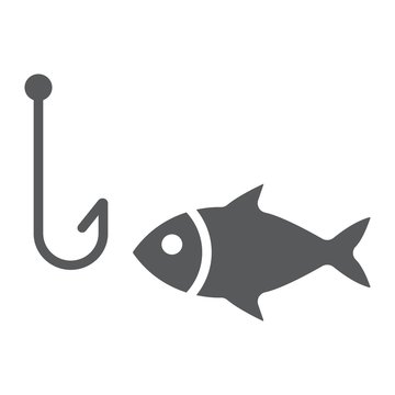 Fishing glyph icon, animal and underwater, hook sign vector graphics, a solid pattern on a white background, eps 10.
