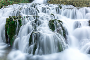 Fototapeta na wymiar The famous Orbaneja waterfall in the middle of winter