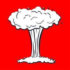 Nuclear explosion isolated. War. large red explosive chemical mushroom.