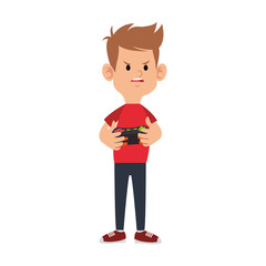 Angry boy with gamepad cartoon vector illustration graphic design