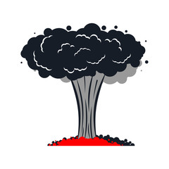 Nuclear explosion isolated. War. large red explosive chemical mushroom.