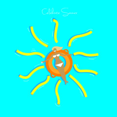 Graphic Sun Made Of Inner Tube and Pool Floats