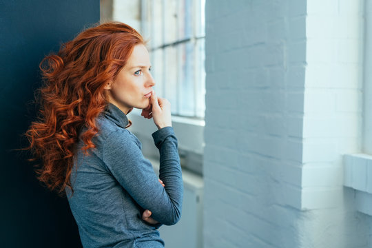 Sad Lonely Thoughtful Young Woman