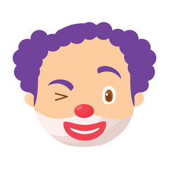 cartoon clown wiking an eye over white background, colorful design. vector illustration