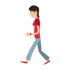Young woman walking vector illustration graphic design
