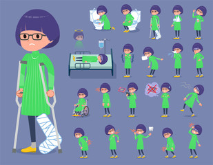 flat type Green clothes Glasses girl_sickness