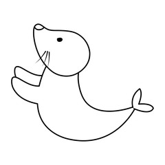 cute seal icon over white background, vector illustration
