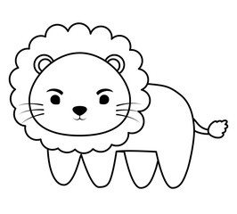 cute lion icon over white background, vector illustration