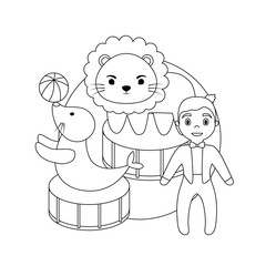 cute lion on the grass over white background, vector illustration