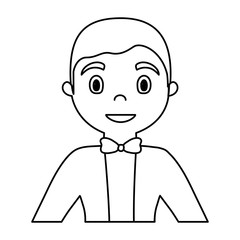 cartoon man with suit and bow tie icon over white background, vector illustration