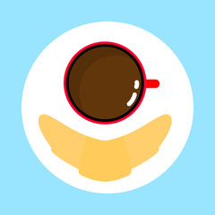 Coffee break time with croissant