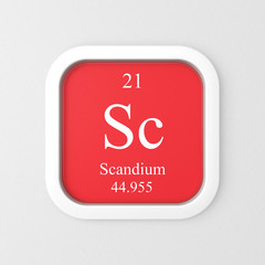 Scandium symbol on red rounded square icon