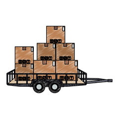 Trailer with stacked boxes vector illustration graphic design