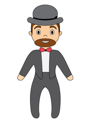 cartoon Circus Ringmaster icon over white background, colorful design. vector illustration