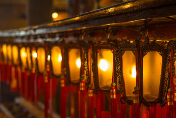Beautiful Chinese lanterns in the Buddhist temple of  Man Mo in Hong Kong - 9