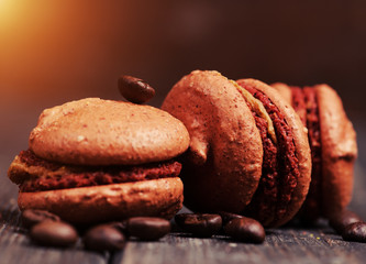 Sweet and colourful french macaroons or macaron