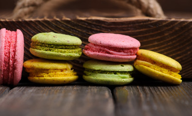 Sweet and colourful french macaroons or macaron