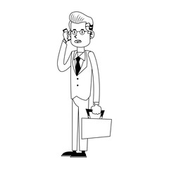 Businessman calling with smartphone cartoon vector illustration graphic design