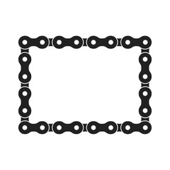 Rectangular Vector Frame Made of Bike or Bicycle Chain. Monochrome Black Bike Chain. Bike Chain Square Frame