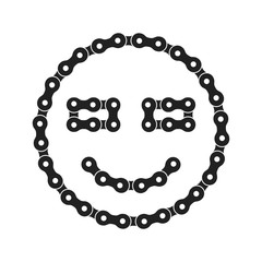 Smile, Smiling Emoji Vector Icon Made of Bike or Bicycle Chain