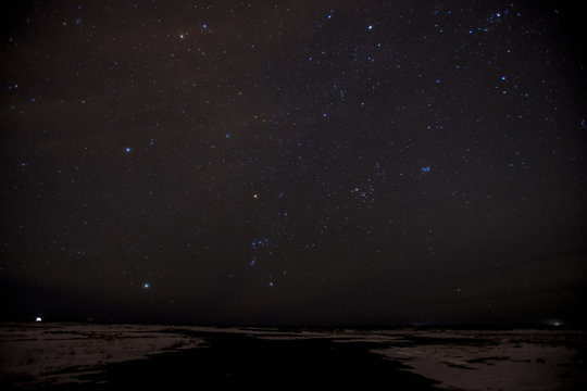 The stars shining brightly at night in Iceland