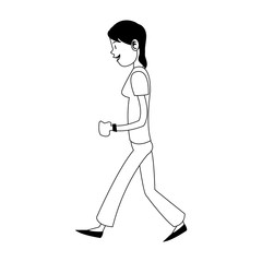 Young woman walking vector illustration graphic design