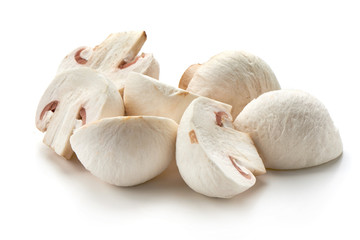 Champignons, close-up, isolated on white background.