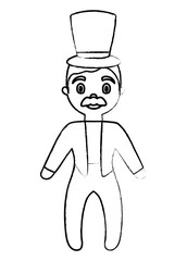 sketch of cartoon Circus Ringmaster icon over white background, vector illustration