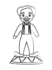sketch of cartoon clown standing over white background, vector illustration