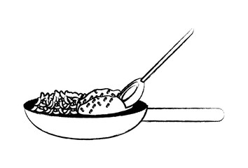 sketch of mexican food design with cochinita pibil dish icon over white background, vector illustration