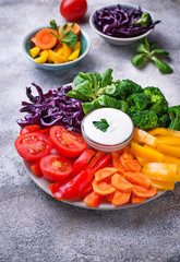 Healthy salad from rainbow vegetables  
