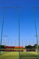 Soccer field with artificial turf in a stadium,Mae-Hia Public's football field ,Chiang Mai Thailand