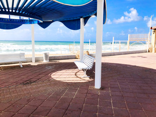 Place for walking on the Mediterranean coast in the town of Nahariya.