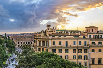 Night Scene Rome Cityscape Aerial View