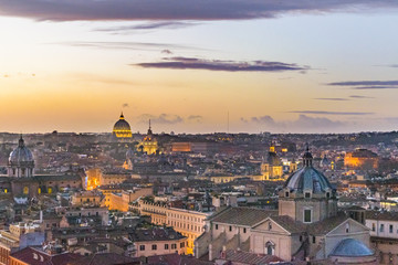 Fototapeta na wymiar Sunset Scene Rome Cityscape Aerial View