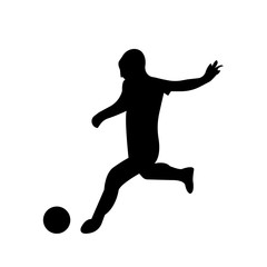 Fototapeta na wymiar girl soccer silhouette on white background, in black