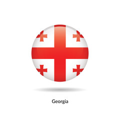 Obraz premium Georgia flag - round glossy button. Vector Illustration.