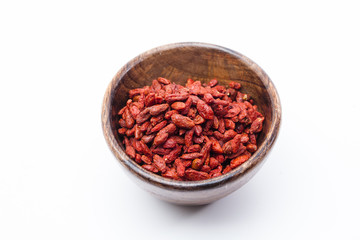 Background view of dried red goji berries Chinese matrimony vine 