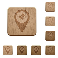 Pin GPS map location wooden buttons