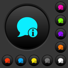 Blog comment info dark push buttons with color icons