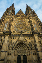 Fototapeta na wymiar Front view of the St. Vitus Cathedral in Prague city.
