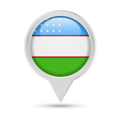Uzbekistan Flag Round Pin Vector Icon