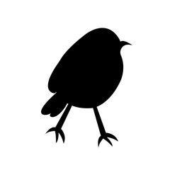 robin silhouette on white background, in black