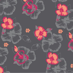 Seamless tropical flower. Blossom flowers for seamless pattern background. 