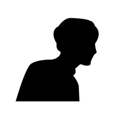 silhouette profile pic on white background, in black