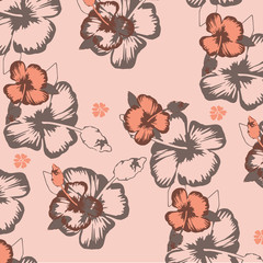 Seamless tropical flower. Blossom flowers for seamless pattern background. 