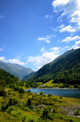 Fototapeta na wymiar Fabreges lake in Ossau Valley in French Pyrenees.