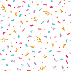 Colorful confetti seamless repeat pattern. Great for a birthday party or an event celebration invitation or decor. Surface pattern design. - obrazy, fototapety, plakaty